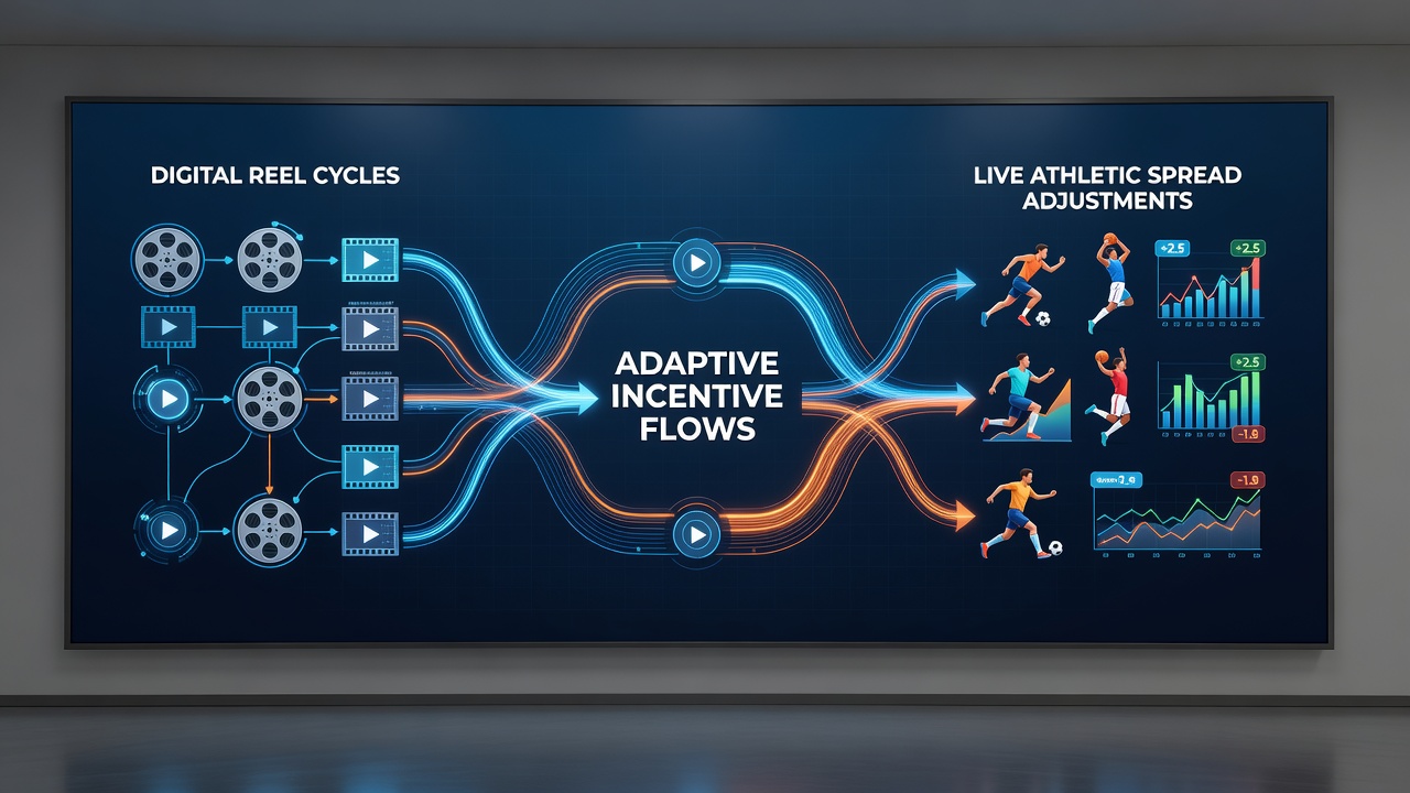 Dashboard showing real-time data flows between slot reel metrics and sports spread incentive adjustments