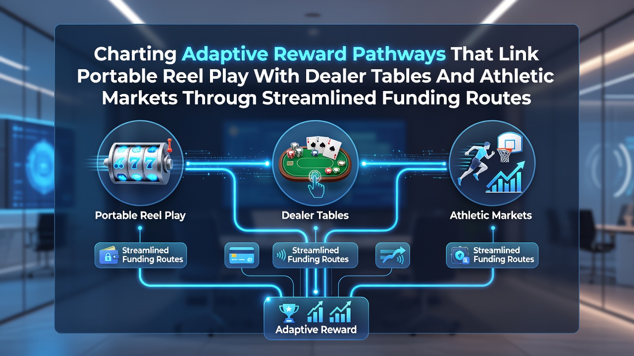 Diagram illustrating interconnected reward systems between mobile slot interfaces, live dealer platforms, and sports betting terminals