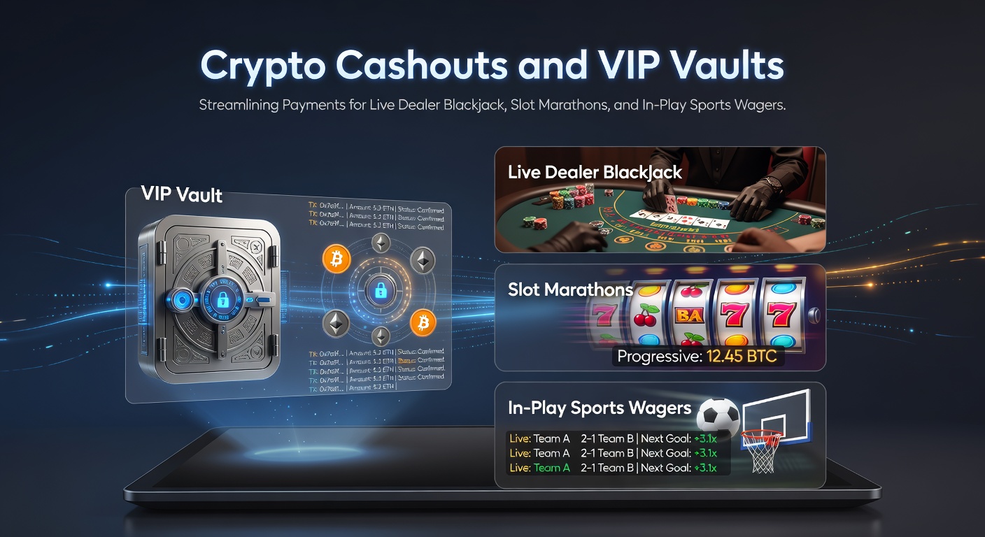 Digital vault interface showing cryptocurrency transactions for online casino payments, with blockchain icons and secure lock symbols highlighting fast cashouts for high-stakes gaming