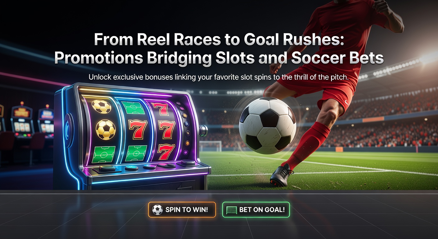 Vibrant online casino interface showing slot reels spinning alongside a live soccer match with goal celebrations, highlighting hybrid promotions