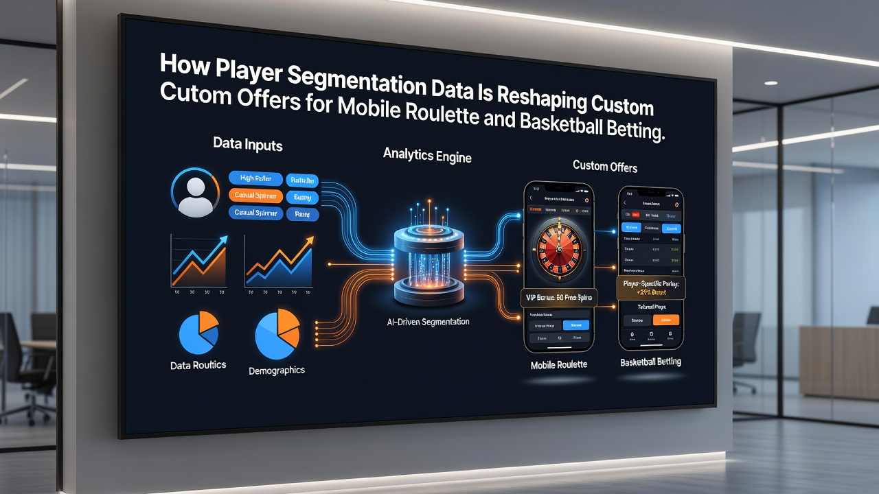 Analytics dashboard displaying player segments for roulette and basketball combination offers