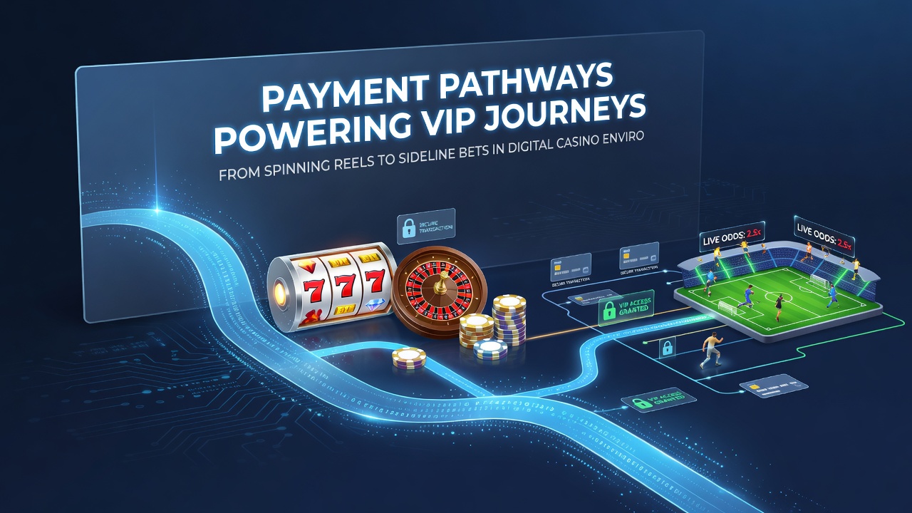 Visual of streamlined VIP payment routes linking digital slots with live sports wagering options