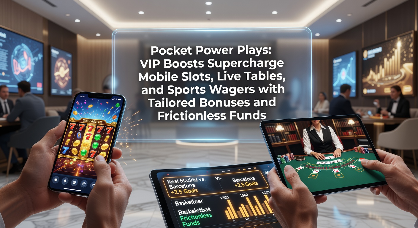 Dynamic mobile screen showing VIP bonuses overlayed on slots, live blackjack table, and sports betting odds, highlighting seamless fund transfers